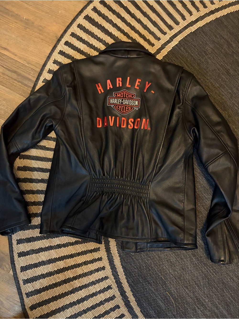 Harley-Davidson Black Leather Jacket with Red Logo
